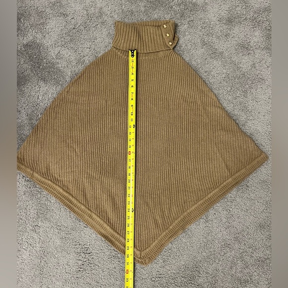Michael Kors Shaker Poncho Cape Turtleneck Sweater - one size - gold brown tan - Picture 2 of 7